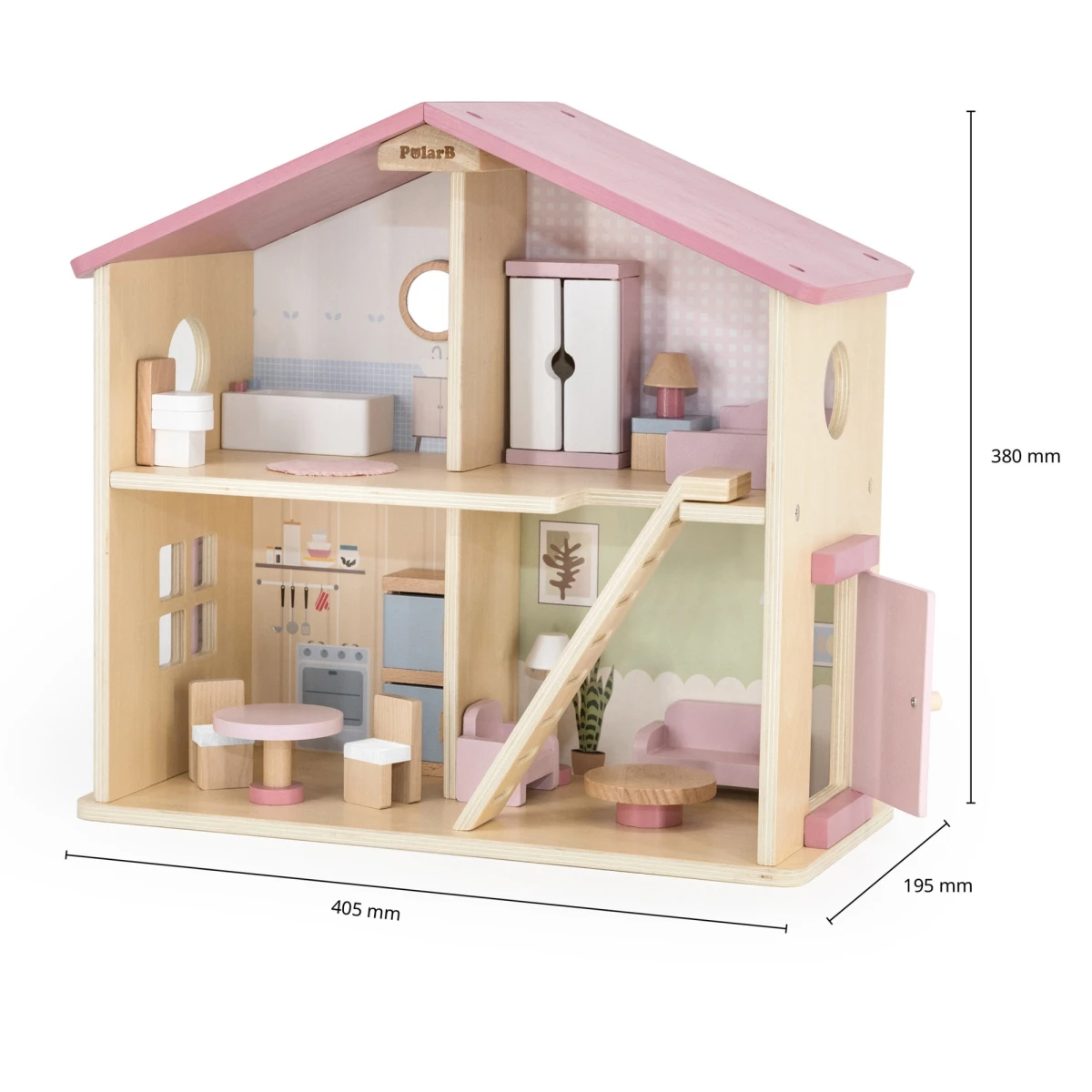 VIGA TOYS VIGA PolarB Duży Drewniany Domek dla Lalek 17 el. | Pan Piksel