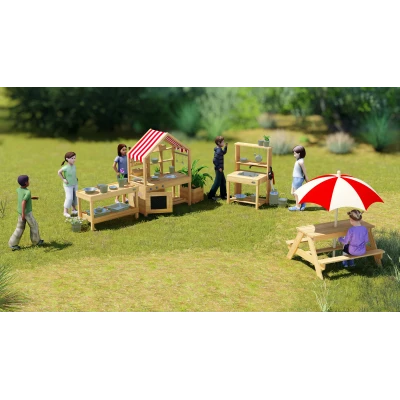 CLASSIC WORLD EDU Drewniany Blat Kuchenny Szafka na Akcesoria Kuchenne Plac Zabaw | Pan Piksel