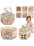 TOOKY TOY Interaktywny Drewniany Sześciokąt Montessori Otwierane Pudełko | Pan Piksel
