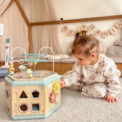 TOOKY TOY Interaktywny Drewniany Sześciokąt Montessori Otwierane Pudełko | Pan Piksel