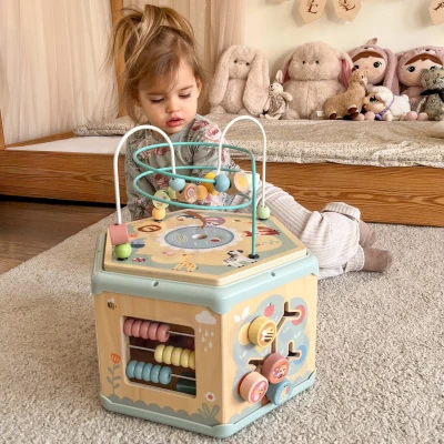 TOOKY TOY Interaktywny Drewniany Sześciokąt Montessori Otwierane Pudełko | Pan Piksel