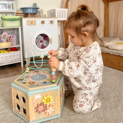 TOOKY TOY Interaktywny Drewniany Sześciokąt Montessori Otwierane Pudełko | Pan Piksel