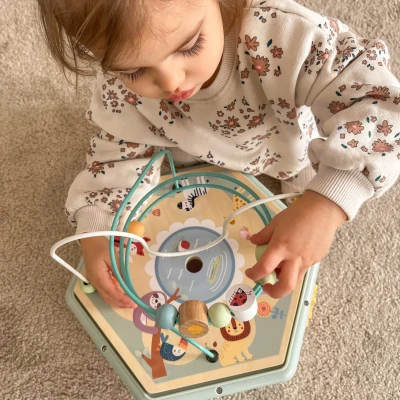 TOOKY TOY Interaktywny Drewniany Sześciokąt Montessori Otwierane Pudełko | Pan Piksel