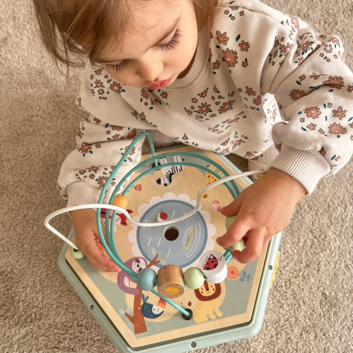 TOOKY TOY Interaktywny Drewniany Sześciokąt Montessori Otwierane Pudełko | Pan Piksel