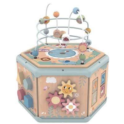 TOOKY TOY Interaktywny Drewniany Sześciokąt Montessori Otwierane Pudełko | Pan Piksel