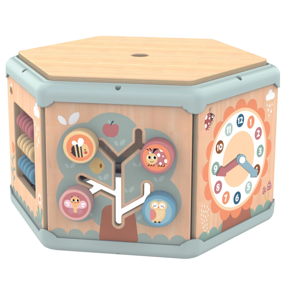 TOOKY TOY Interaktywny Drewniany Sześciokąt Montessori Otwierane Pudełko | Pan Piksel