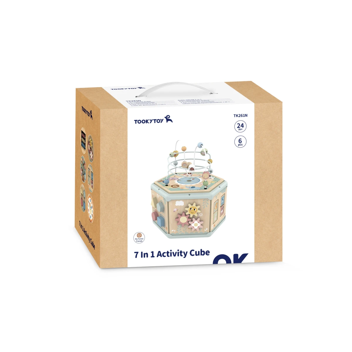 TOOKY TOY Interaktywny Drewniany Sześciokąt Montessori Otwierane Pudełko | Pan Piksel