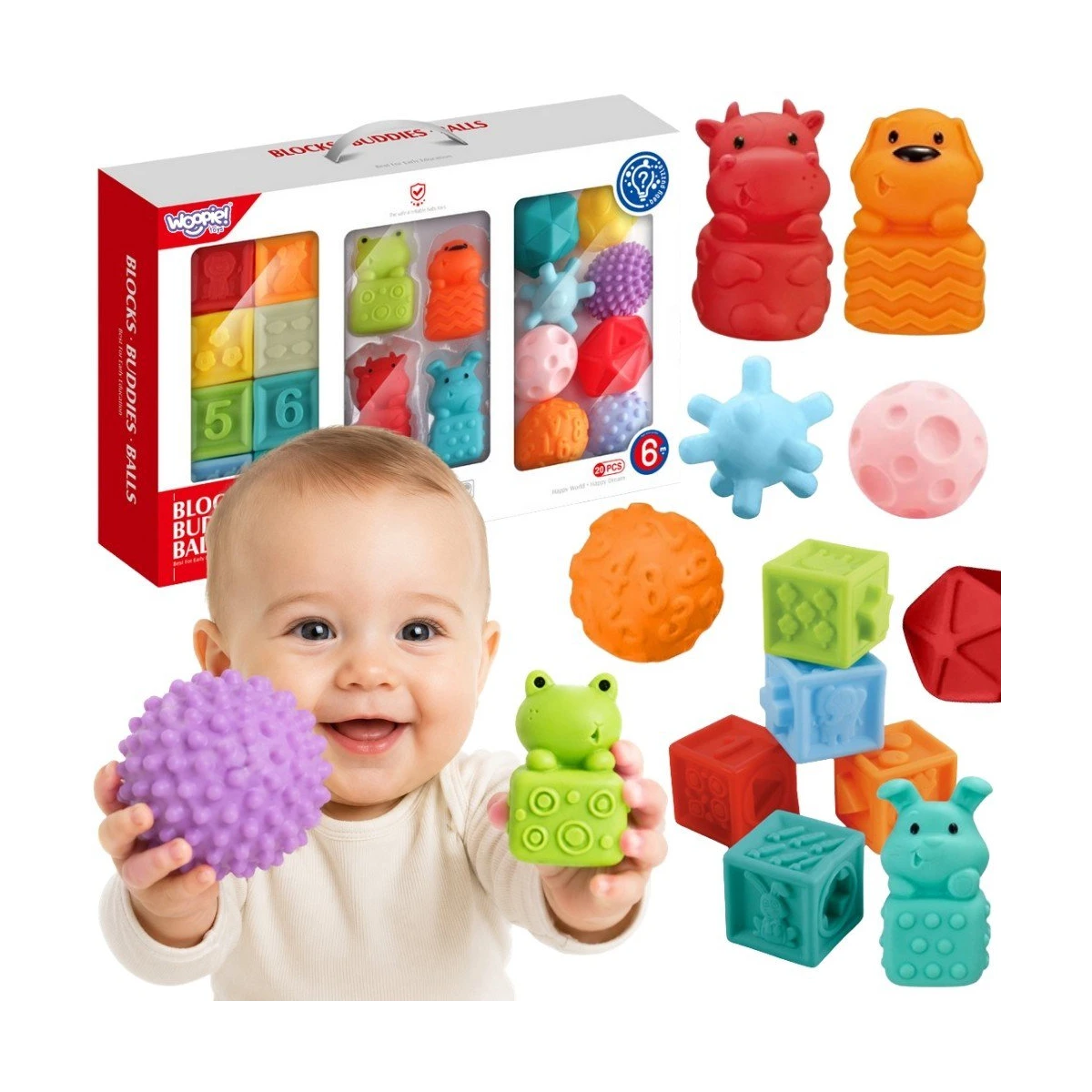 WOOPIE BABY Sensory Puzzles Squeeze Puzzle Sound Learning to Count 20 el. | Pan Piksel