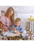 VIGA PolarB Zestaw Drewniana Piramidka + Przebijanka z Młoteczkiem Miś Polarny Montessori | Pan Piksel