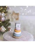 VIGA PolarB Zestaw Drewniana Piramidka + Przebijanka z Młoteczkiem Miś Polarny Montessori | Pan Piksel