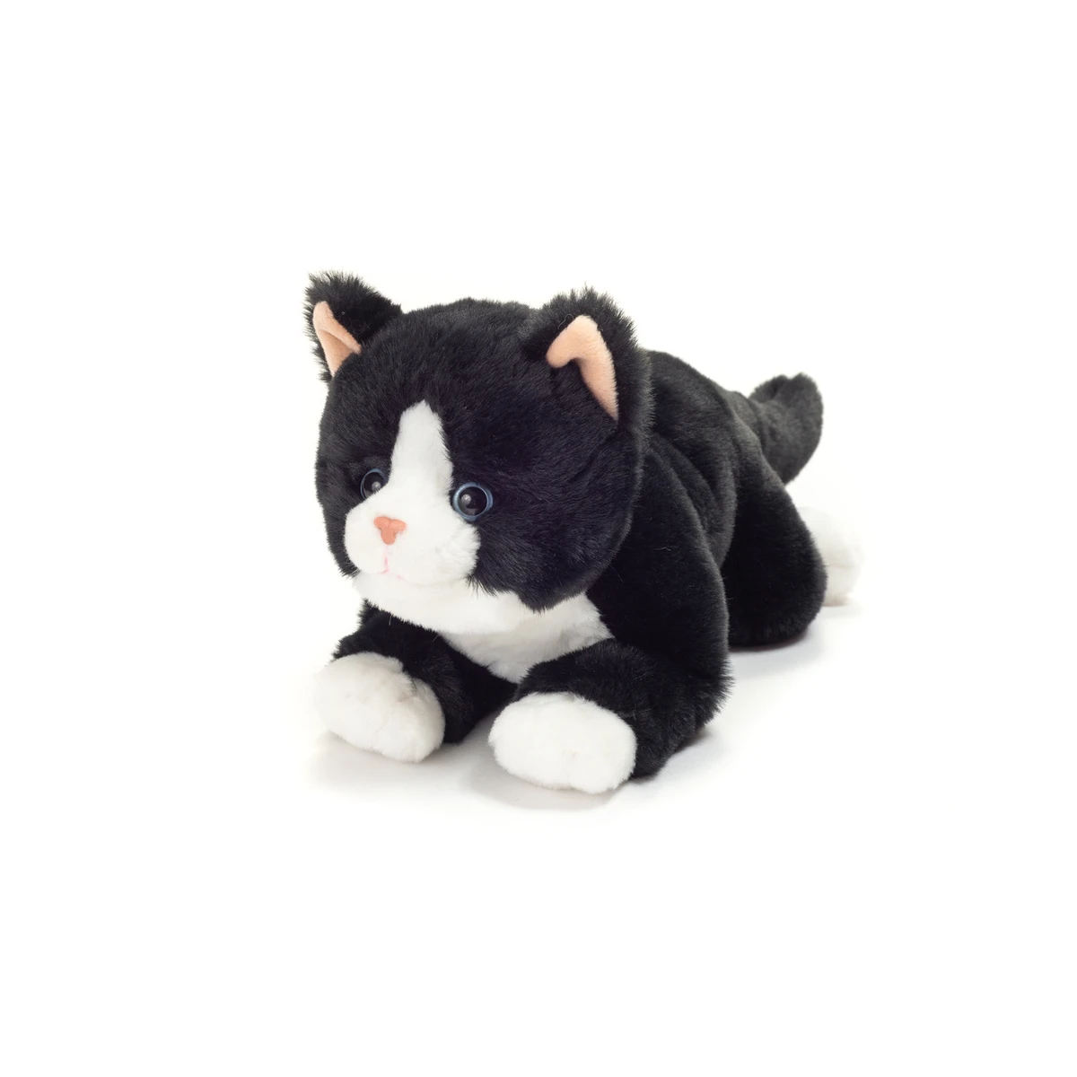 TEDDY HERMANN Kot Czarno-biały wiotki 30 cm maskotka dla dzieci | Pan Piksel