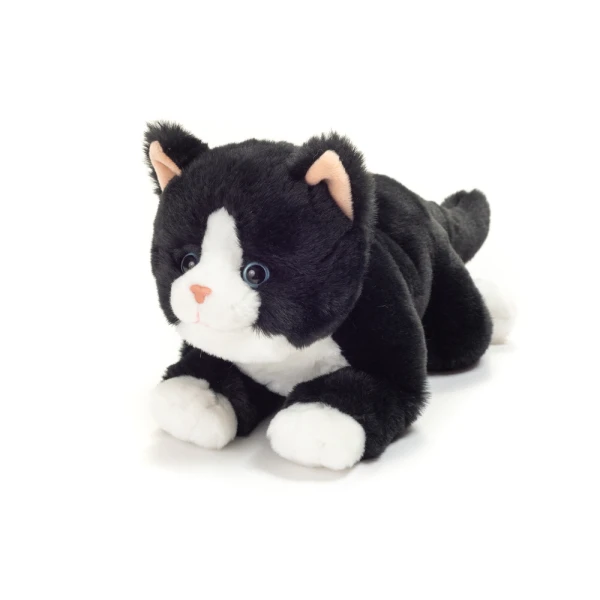 TEDDY HERMANN Kot Czarno-biały wiotki 30 cm maskotka dla dzieci | Pan Piksel