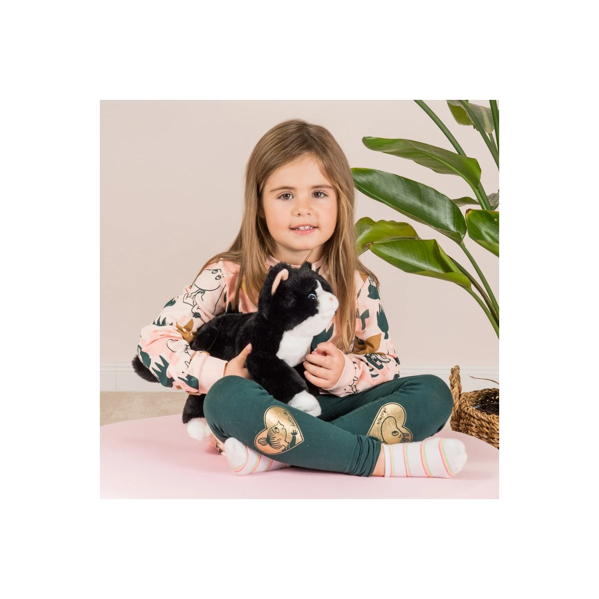 TEDDY HERMANN Kot Czarno-biały wiotki 30 cm maskotka dla dzieci | Pan Piksel