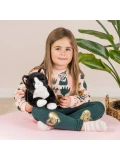 TEDDY HERMANN Kot Czarno-biały wiotki 30 cm maskotka dla dzieci | Pan Piksel