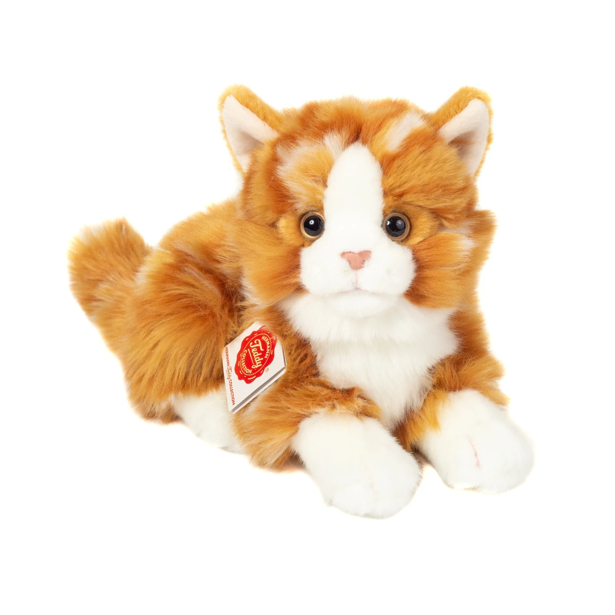 TEDDY HERMANN Kot Rudy Pręgowany leżący 20 cm maskotka dla dzieci | Pan Piksel