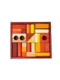 WOODEN STORY Drewniane Klocki w Czerwonej Skrzynce – Barwa Ciepła 30 Elementów | Pan Piksel