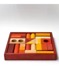 WOODEN STORY Drewniane Klocki w Czerwonej Skrzynce – Barwa Ciepła 30 Elementów | Pan Piksel