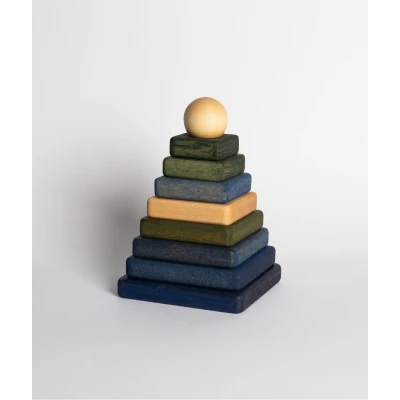 WOODEN STORY Drewniana Piramida Kwadratowa – Barwa Zimna | Pan Piksel