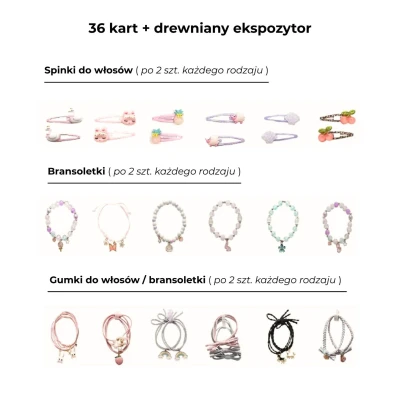 YUKO B. Zestaw z biżuterią 36 kart z drewnianym eskpozytorem | Pan Piksel