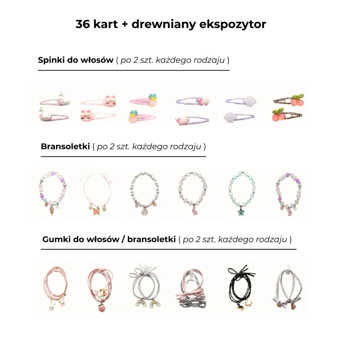 YUKO B. Zestaw z biżuterią 36 kart z drewnianym eskpozytorem | Pan Piksel