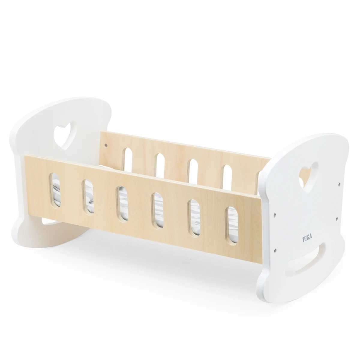 Viga 44850 Drewniana Kołyska dla Lalek z Pościelą Serduszko | Pan Piksel