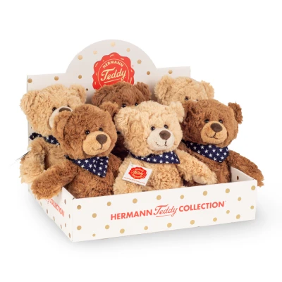 TEDDY HERMANN Zestaw 6 Maskotek Misiów z Chusteczką w Gwiazdki 23 cm jasny beż i ciepły brąz