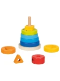 GOKI Drewniana piramida sorter z geometrycznymi klockami