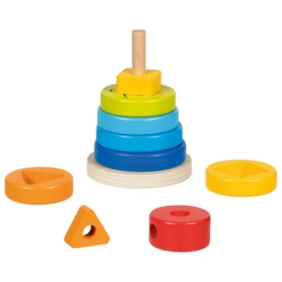 GOKI Drewniana piramida sorter z geometrycznymi klockami