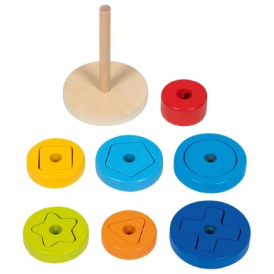 GOKI Drewniana piramida sorter z geometrycznymi klockami