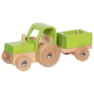 GOKI Drewniany Traktor z przyczepą