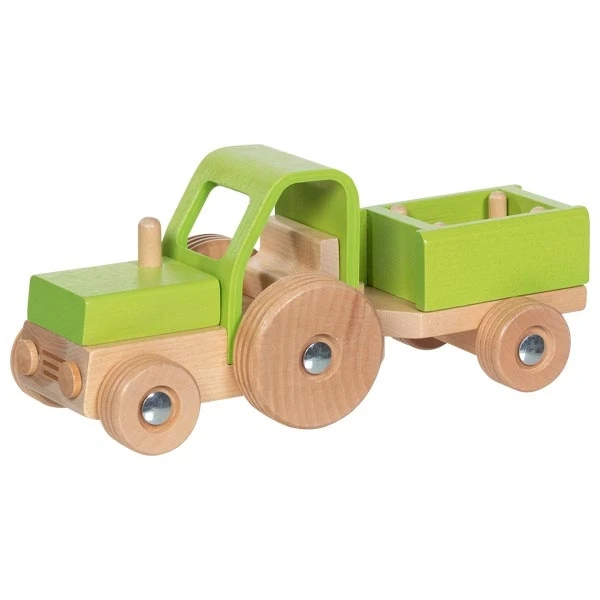 GOKI Drewniany Traktor z przyczepą