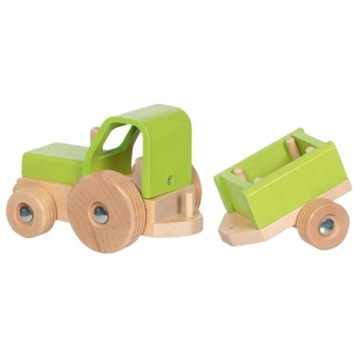 GOKI Drewniany Traktor z przyczepą