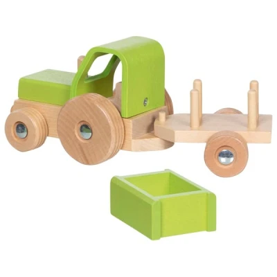 GOKI Drewniany Traktor z przyczepą