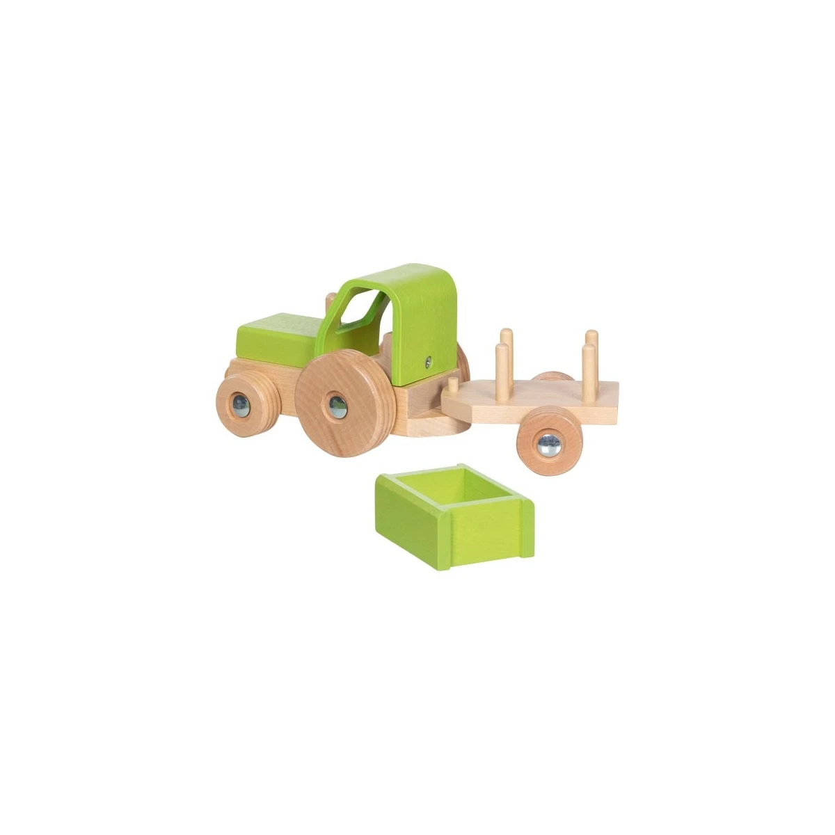 GOKI Drewniany Traktor z przyczepą