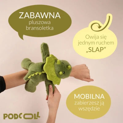 DOUDOU ET COMPAGNIE DOUDOU pluszowa bransoletka slap dinozaur Podcoll Histoire d'Ours ciemny zielony