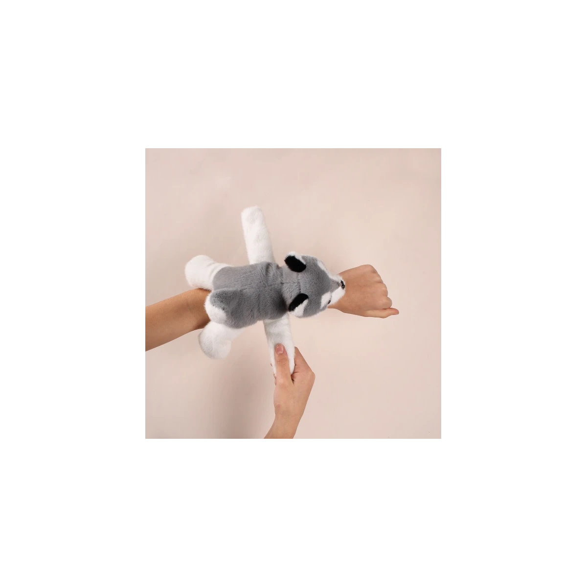 DOUDOU ET COMPAGNIE DOUDOU pluszowa bransoletka slap husky Podcoll Histoire d'Ours jasny szary