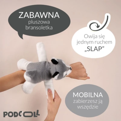 DOUDOU ET COMPAGNIE DOUDOU pluszowa bransoletka slap husky Podcoll Histoire d'Ours jasny szary