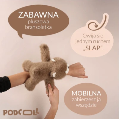 DOUDOU ET COMPAGNIE DOUDOU pluszowa bransoletka slap miś Podcoll Histoire d'Ours jasny brązowy