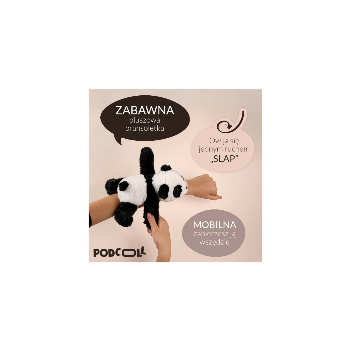 DOUDOU ET COMPAGNIE DOUDOU pluszowa bransoletka slap panda Podcoll Histoire d'Ours biały