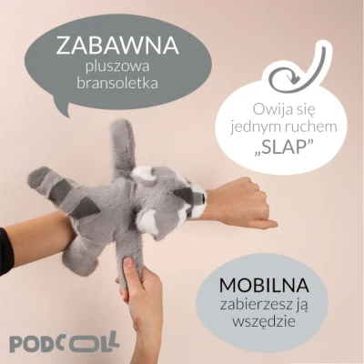 DOUDOU ET COMPAGNIE DOUDOU pluszowa bransoletka slap szop Podcoll Histoire d'Ours szary