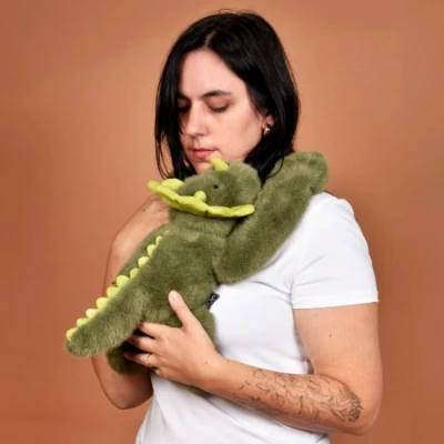 DOUDOU ET COMPAGNIE DOUDOU obciążeniowy pluszowy dinozaur Podcoll Histoire d'Ours 50 cm ciemny zielony