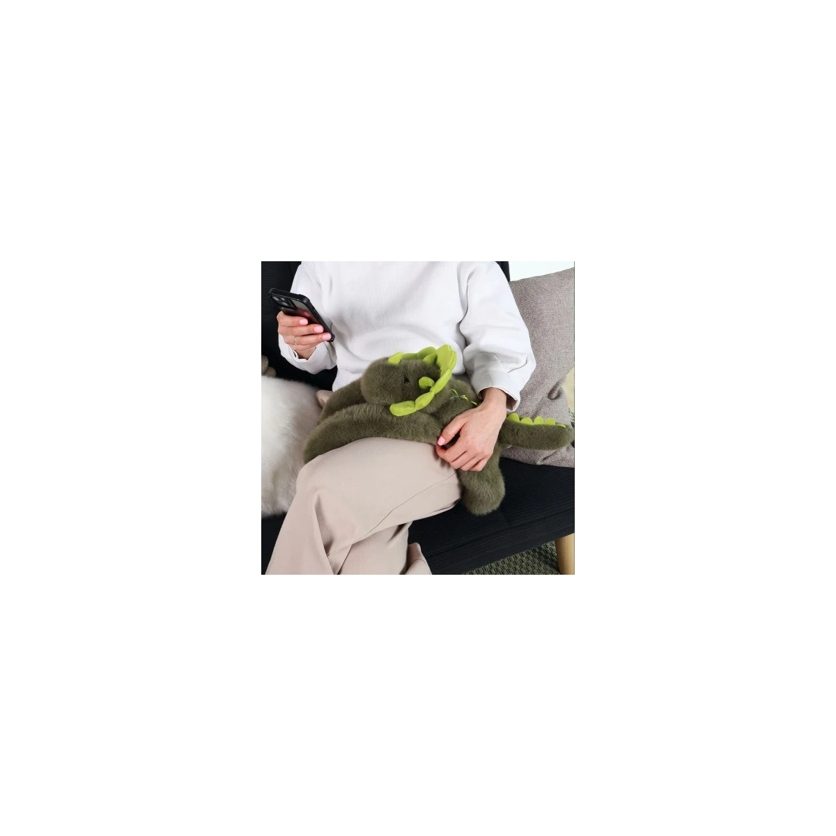 DOUDOU ET COMPAGNIE DOUDOU obciążeniowy pluszowy dinozaur Podcoll Histoire d'Ours 50 cm ciemny zielony