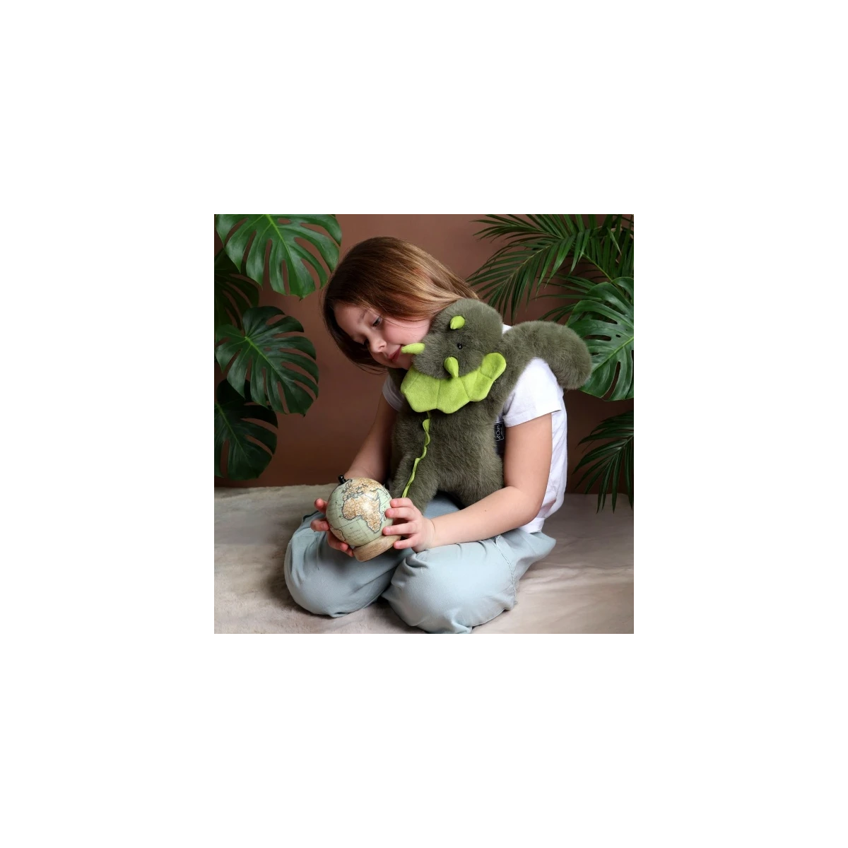 DOUDOU ET COMPAGNIE DOUDOU obciążeniowy pluszowy dinozaur Podcoll Histoire d'Ours 50 cm ciemny zielony