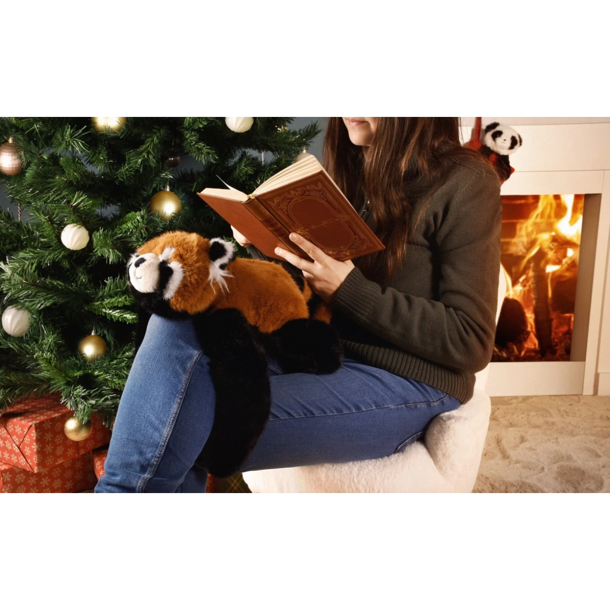 DOUDOU ET COMPAGNIE DOUDOU obciążeniowa pluszowa panda ruda Podcoll Histoire d'Ours 50 cm pomarańczowy