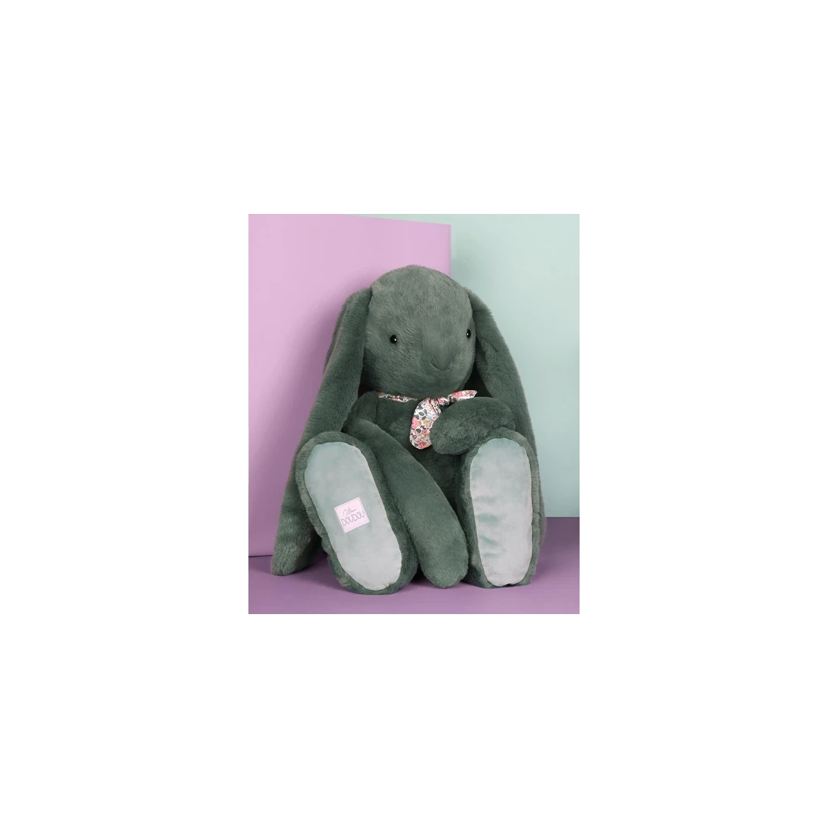 DOUDOU ET COMPAGNIE DOUDOU pluszowy królik Lapin Fleurette  50 cm zielony eukaliptusowy