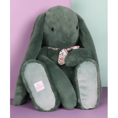 DOUDOU ET COMPAGNIE DOUDOU pluszowy królik Lapin Fleurette  70 cm zielony eukaliptusowy
