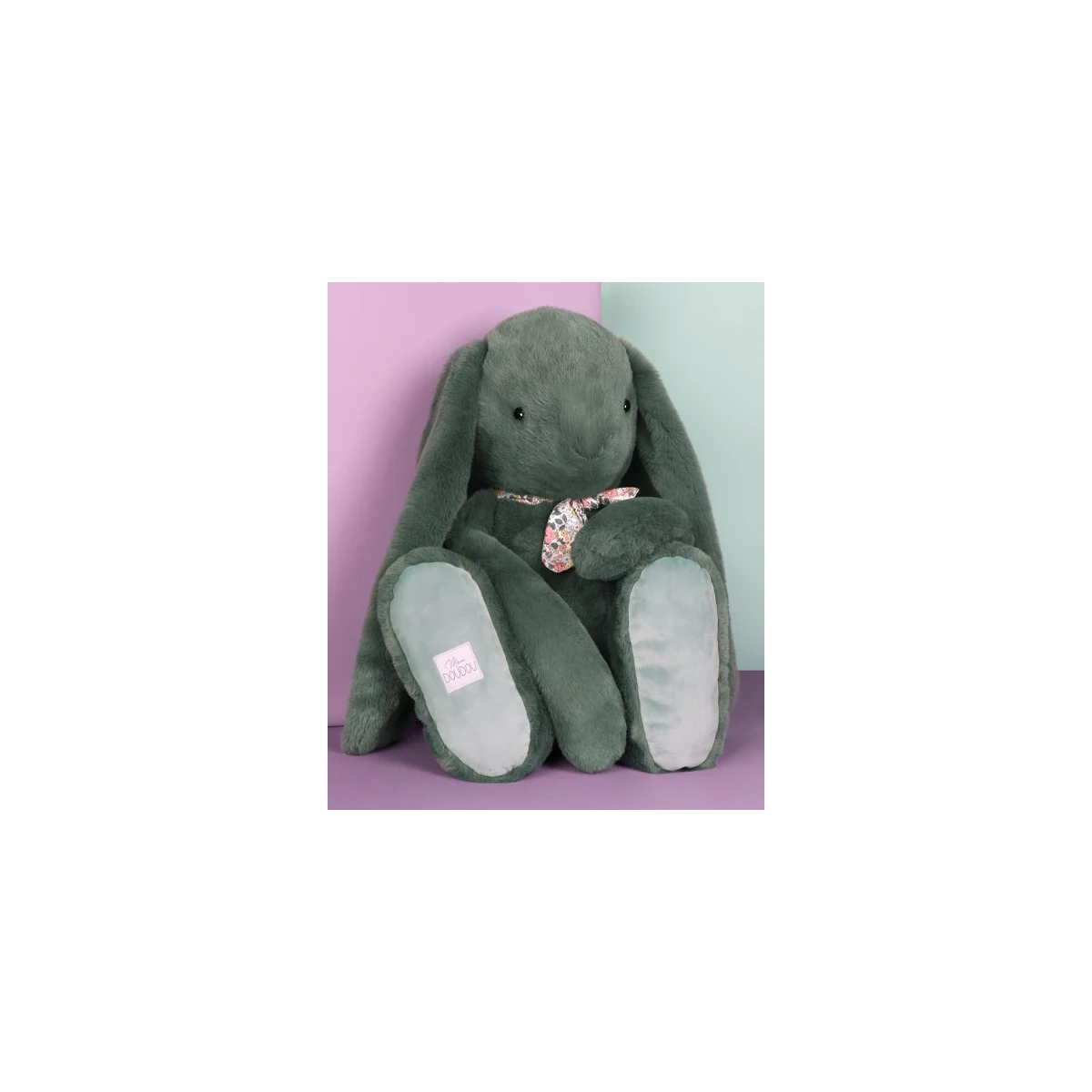 DOUDOU ET COMPAGNIE DOUDOU pluszowy królik Lapin Fleurette  70 cm zielony eukaliptusowy