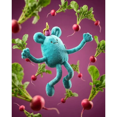 DOUDOU ET COMPAGNIE DOUDOU MIAM! Billie Radish 60 cm niebieska rzodkiewka