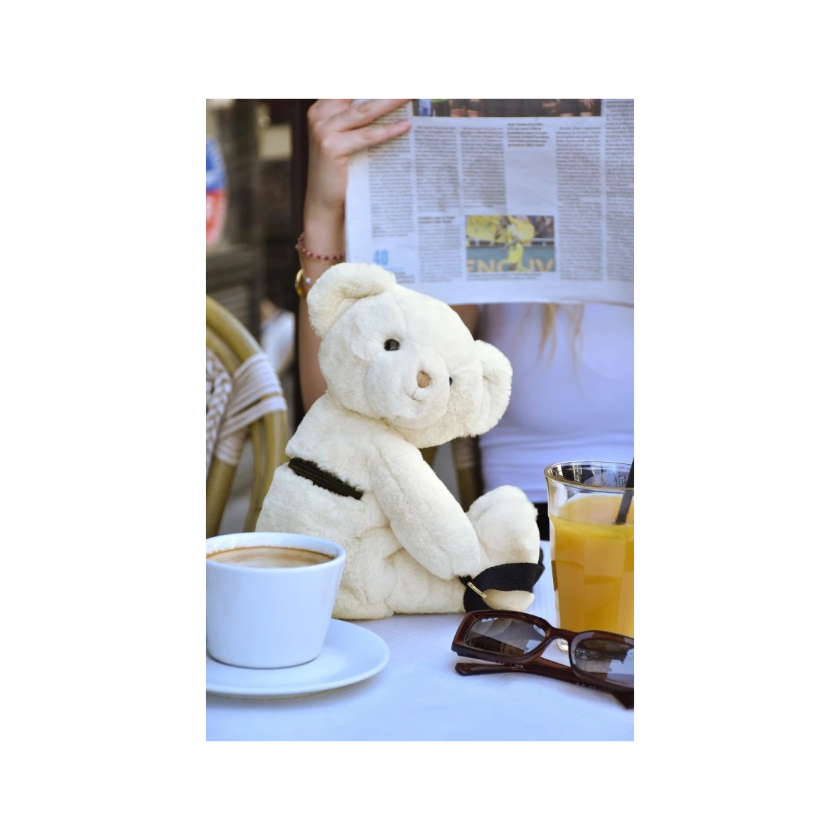DOUDOU ET COMPAGNIE DOUDOU pluszowa torba na ramię miś  kość słoniowa
