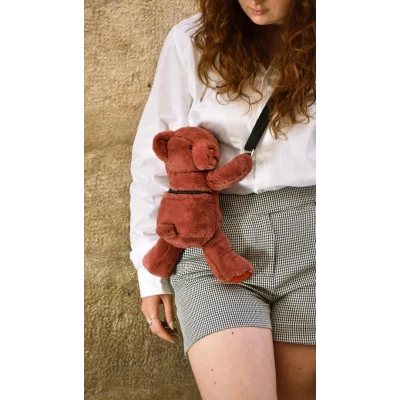DOUDOU ET COMPAGNIE DOUDOU pluszowa torba na ramię miś  terakota